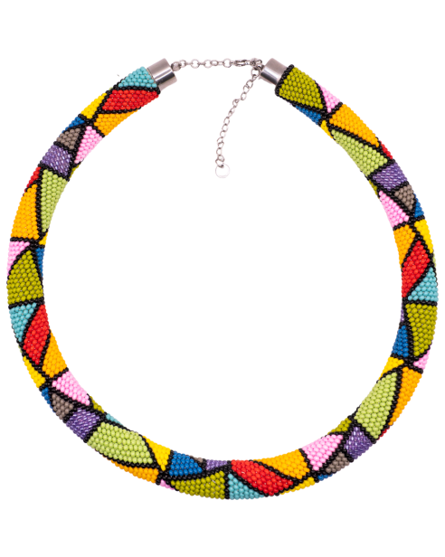 Mira — kolorowy ręcznie robiony naszyjnik etno z szklanych koralików Preciosa