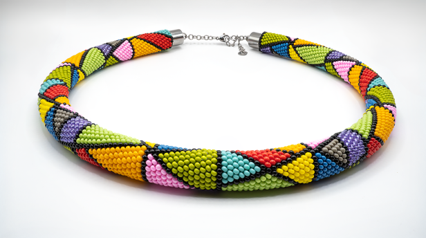 Mira — kolorowy ręcznie robiony naszyjnik etno z szklanych koralików Preciosa